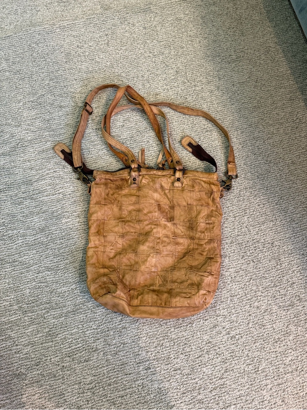 Free People Leather Tote Shoulder Bag in Tan